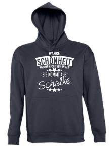 Kapuzen Sweatshirt Wahre Schönheit kommt aus Schalke, navy, L