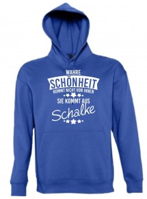 Kapuzen Sweatshirt Wahre Schönheit kommt aus Schalke, royal, L