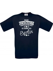 Kinder-Shirt Wahre Schönheit kommt aus Berlin, Farbe blau, 104