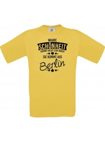 Kinder-Shirt Wahre Schönheit kommt aus Berlin, Farbe gelb, 104