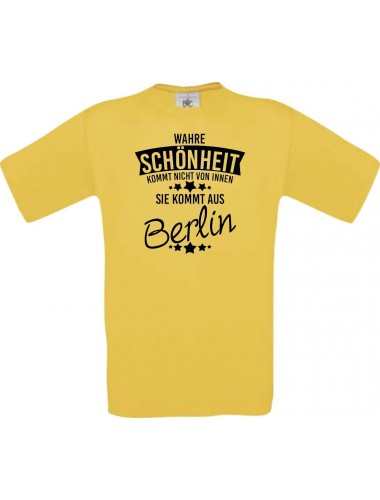 Kinder-Shirt Wahre Schönheit kommt aus Berlin, Farbe gelb, 104