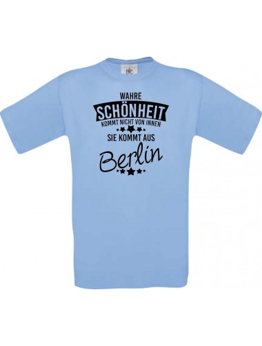 Kinder-Shirt Wahre Schönheit kommt aus Berlin, Farbe hellblau, 104