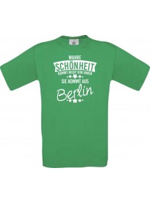 Kinder-Shirt Wahre Schönheit kommt aus Berlin, Farbe kellygreen, 104
