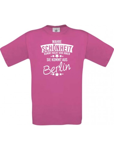 Kinder-Shirt Wahre Schönheit kommt aus Berlin, Farbe pink, 104