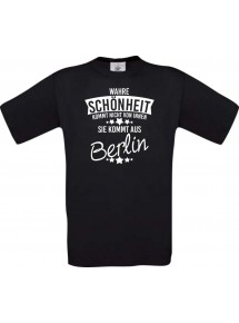 Kinder-Shirt Wahre Schönheit kommt aus Berlin, Farbe schwarz, 104