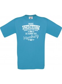 Kinder-Shirt Wahre Schönheit kommt aus Hamburg, Farbe atoll, 104