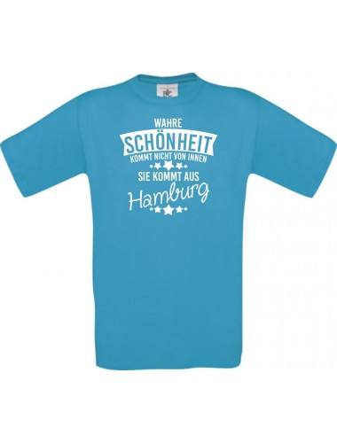 Kinder-Shirt Wahre Schönheit kommt aus Hamburg, Farbe atoll, 104