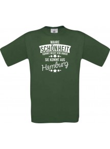 Kinder-Shirt Wahre Schönheit kommt aus Hamburg, Farbe dunkelgruen, 104