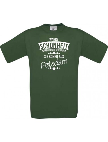 Kinder-Shirt Wahre Schönheit kommt aus Potsdam, Farbe dunkelgruen, 104