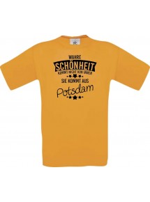 Kinder-Shirt Wahre Schönheit kommt aus Potsdam, Farbe orange, 104