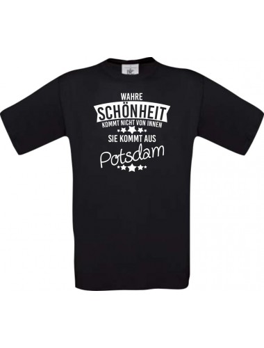 Kinder-Shirt Wahre Schönheit kommt aus Potsdam, Farbe schwarz, 104