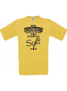 Kinder-Shirt Wahre Schönheit kommt aus Sylt, Farbe gelb, 104