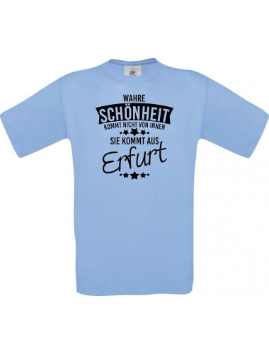 Kinder-Shirt Wahre Schönheit kommt aus Erfurt, Farbe hellblau, 104