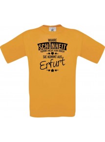 Kinder-Shirt Wahre Schönheit kommt aus Erfurt, Farbe orange, 104