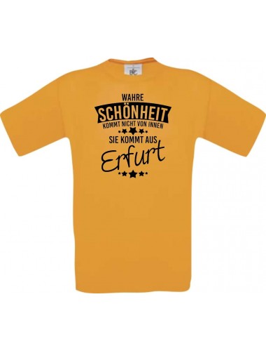 Kinder-Shirt Wahre Schönheit kommt aus Erfurt, Farbe orange, 104