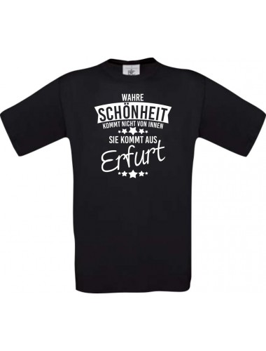 Kinder-Shirt Wahre Schönheit kommt aus Erfurt, Farbe schwarz, 104