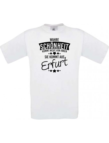Kinder-Shirt Wahre Schönheit kommt aus Erfurt, Farbe weiss, 104