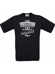 Kinder-Shirt Wahre Schönheit kommt aus Helgoland, Farbe schwarz, 104