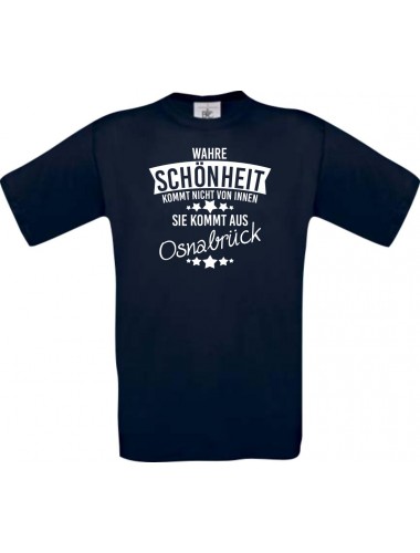 Kinder-Shirt Wahre Schönheit kommt aus Osnabrück, Farbe blau, 104
