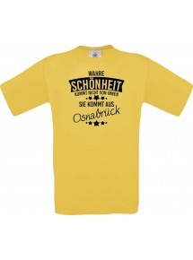 Kinder-Shirt Wahre Schönheit kommt aus Osnabrück, Farbe gelb, 104