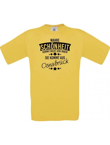 Kinder-Shirt Wahre Schönheit kommt aus Osnabrück, Farbe gelb, 104
