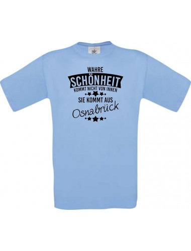 Kinder-Shirt Wahre Schönheit kommt aus Osnabrück, Farbe hellblau, 104