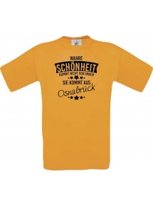 Kinder-Shirt Wahre Schönheit kommt aus Osnabrück, Farbe orange, 104