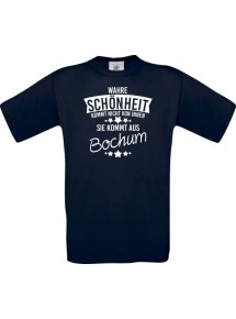 Kinder-Shirt Wahre Schönheit kommt aus Bochum, Farbe blau, 104