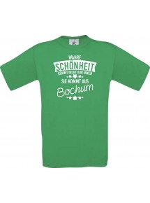 Kinder-Shirt Wahre Schönheit kommt aus Bochum, Farbe kellygreen, 104