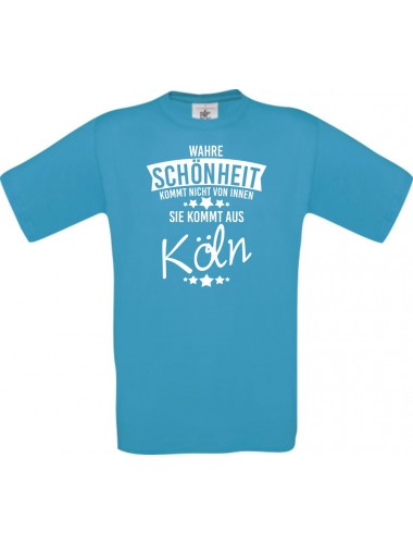 Kinder-Shirt Wahre Schönheit kommt aus Köln, Farbe atoll, 104