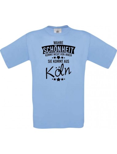 Kinder-Shirt Wahre Schönheit kommt aus Köln, Farbe hellblau, 104