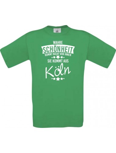 Kinder-Shirt Wahre Schönheit kommt aus Köln, Farbe kellygreen, 104