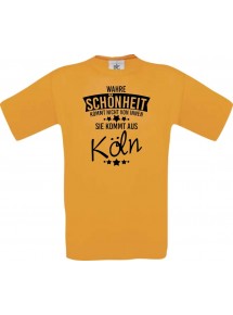 Kinder-Shirt Wahre Schönheit kommt aus Köln, Farbe orange, 104