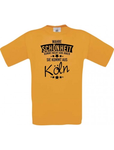 Kinder-Shirt Wahre Schönheit kommt aus Köln, Farbe orange, 104