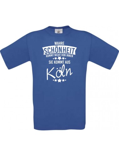 Kinder-Shirt Wahre Schönheit kommt aus Köln, Farbe royalblau, 104