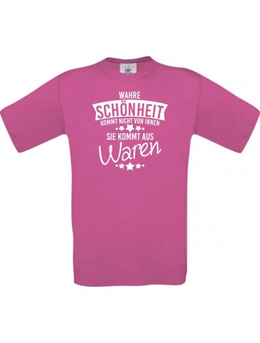 Kinder-Shirt Wahre Schönheit kommt aus Waren, Farbe pink, 104