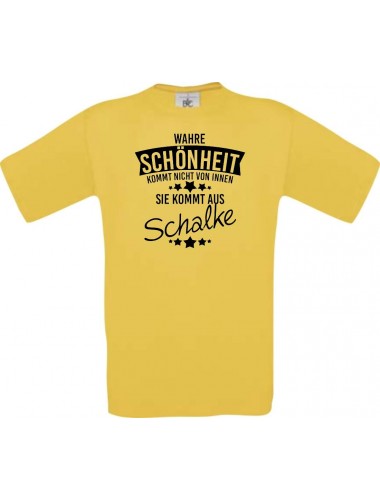 Kinder-Shirt Wahre Schönheit kommt aus Schalke, Farbe gelb, 104
