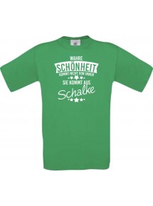 Kinder-Shirt Wahre Schönheit kommt aus Schalke, Farbe kellygreen, 104