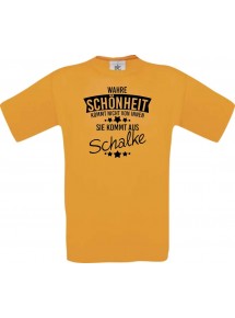 Kinder-Shirt Wahre Schönheit kommt aus Schalke, Farbe orange, 104