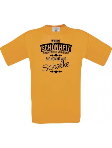 Kinder-Shirt Wahre Schönheit kommt aus Schalke, Farbe orange, 104