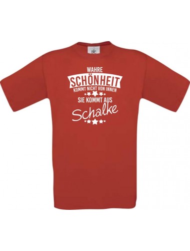 Kinder-Shirt Wahre Schönheit kommt aus Schalke, Farbe rot, 104