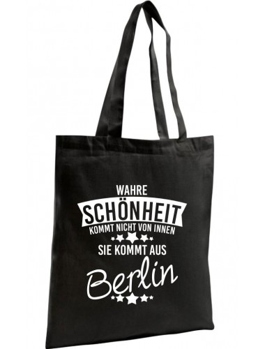 Shopping Bag Organic Zen, Shopper Wahre Schönheit kommt aus Berlin, schwarz