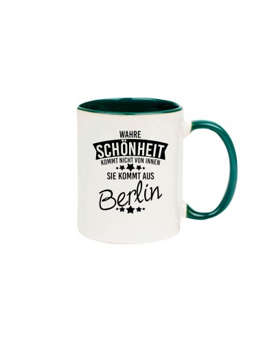 Kaffeepott, Wahre Schönheit kommt aus Berlin, gruen