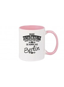 Kaffeepott, Wahre Schönheit kommt aus Berlin, rosa