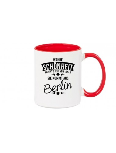 Kaffeepott, Wahre Schönheit kommt aus Berlin, rot
