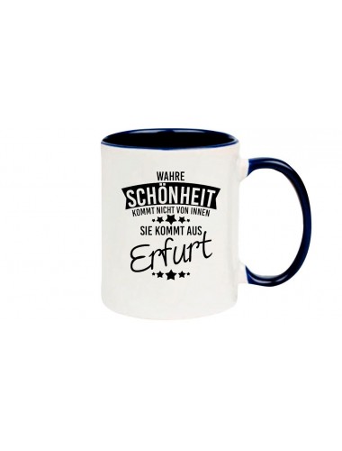 Kaffeepott, Wahre Schönheit kommt aus Erfurt, blau