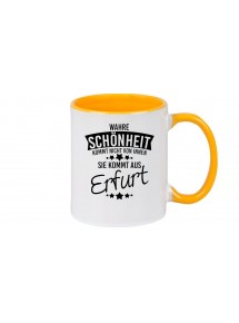 Kaffeepott, Wahre Schönheit kommt aus Erfurt, gelb