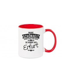 Kaffeepott, Wahre Schönheit kommt aus Erfurt, rot