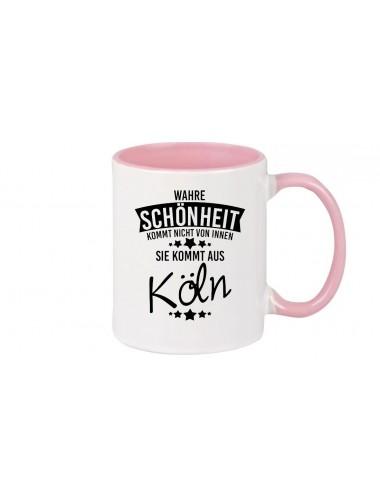Kaffeepott, Wahre Schönheit kommt aus Köln, rosa