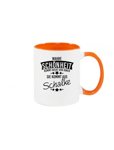 Kaffeepott, Wahre Schönheit kommt aus Schalke, orange